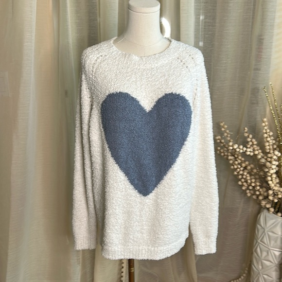 JODIFL Chenille Heart Sweater Grey Sz S - Picture 1 of 4